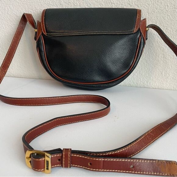 BALLY Black Brown Caviar Leather Flap Saddle Bag Crossbody - Picture 3 of 9